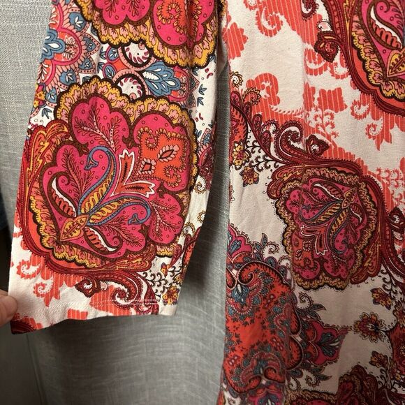 2/$30 Chicos Paisley Tunic Top Size L Colorful Boho Hippie Western Stretch - Picture 6 of 11